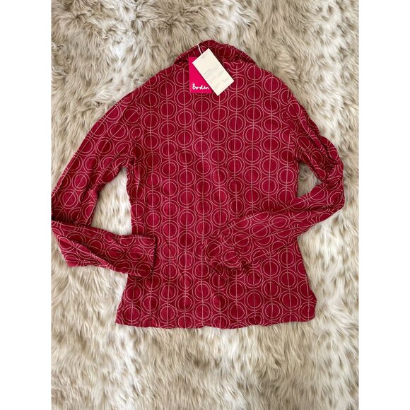 Boden Women's Red Circle Pattern Button Shirt Small Cottagecore Classiccore NWT - Picture 2 of 6